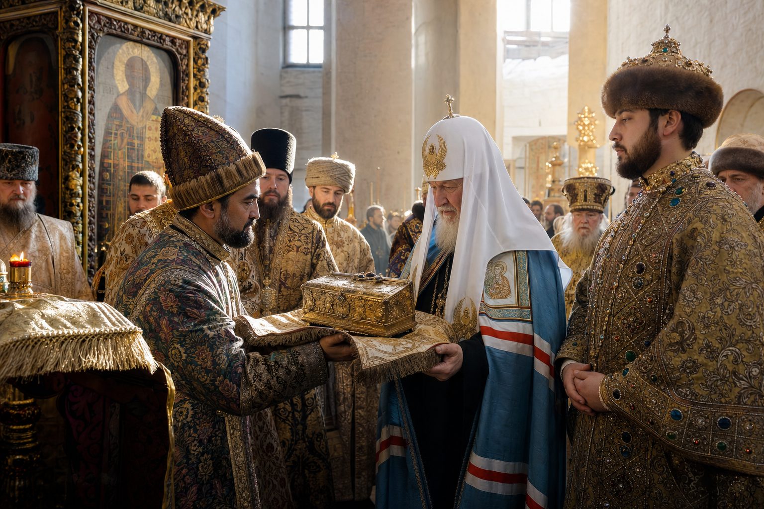 Photorealistic depiction, Telling of the transfer of the fair race of our Lord Jesus Christ from Persia to the reigning city of Moscow, Orthodox calendar, 2026-07-23, other
